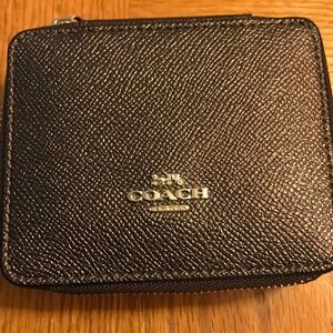 Coach Travel Jewelry Box Brown/Bronze Leather Gold Accent